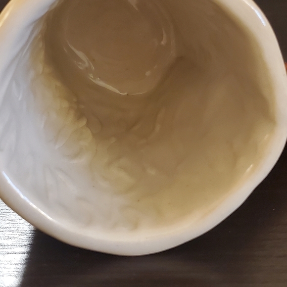 Unique Pottery Mug Opened Handled Glazed Creamy/Brown Signed AJC 6f90005B - Picture 5 of 10